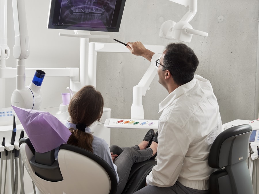 Teen with braces at an orthodontic appointment